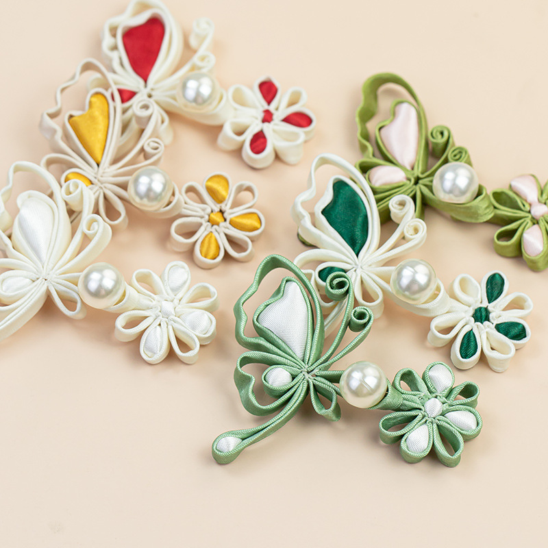 중국식 개구리 단추, 나비 & 꽃 진주 단추, 손으로  - Flower Frog Pin 리뷰 및 가격